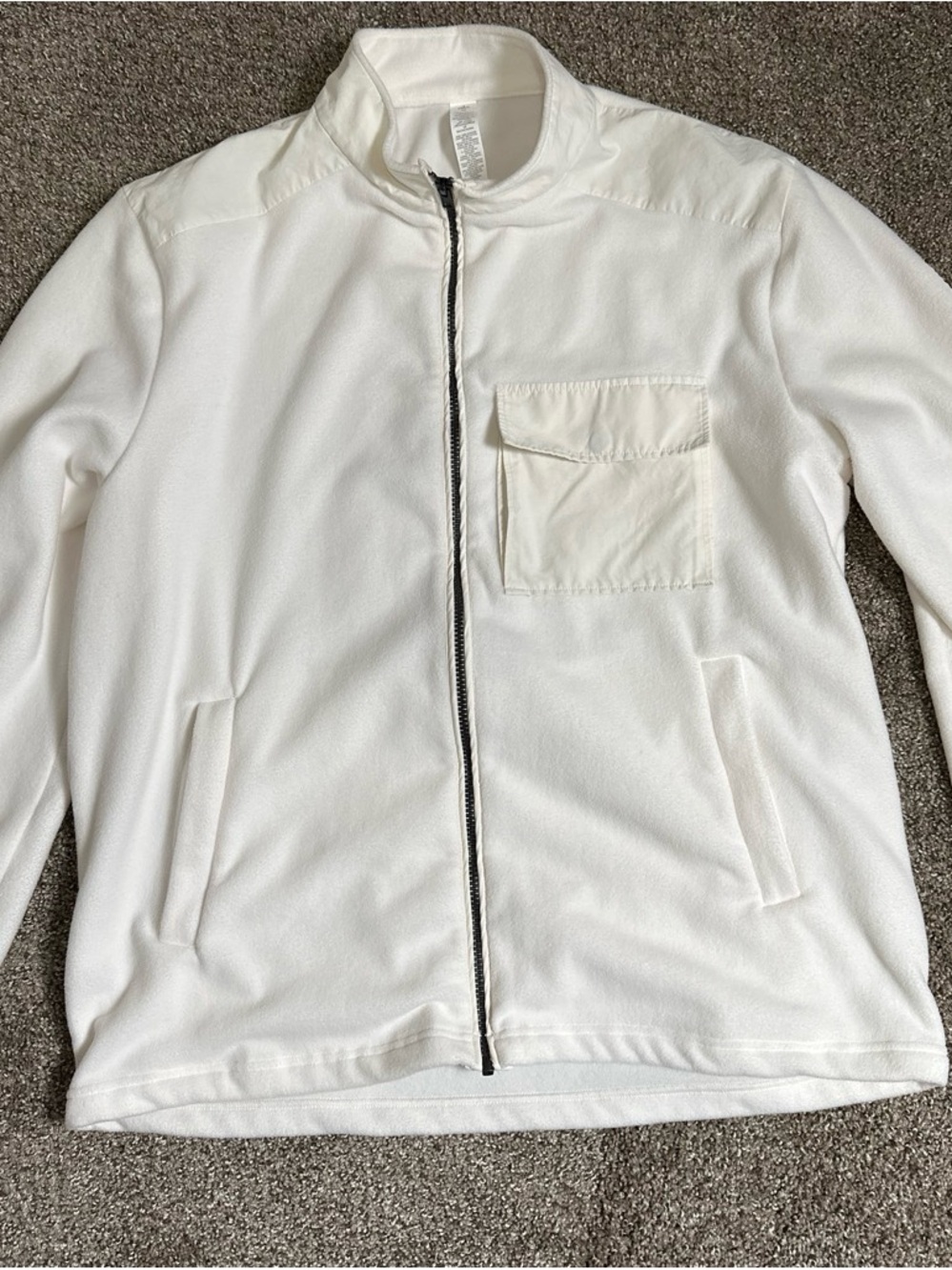 ALO Yoga White Full-Zip Lightweight Fleece Jacket